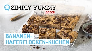 🍌 Saftiger BananenHaferflockenKuchen vom Blech ohne Mehl 🍫  SIMPLY YUMMY Rezepte [upl. by Elay]