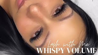 WHISPY VOLUME FULL SET LASH WITH ME  HOW TO WHISPY LASHES [upl. by Nalhsa]