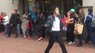 Michael Jackson street performance at SanFrancisco  This copy dancer entraining people so real [upl. by Ahcsropal313]