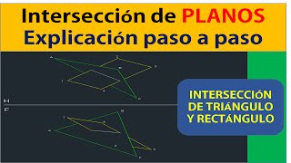 INTERSECCION DE DOS PLANOS  INTERSECCION DE UN TRIANGULO Y UN RECTANGULO [upl. by Heidi]