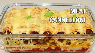 Cannelloni with minced meat  Italian meat dish with béchamel sauce and cheese  Meat cannelloni [upl. by Roede]