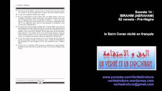 Sourate 14  IBRAHIM ABRAHAM Coran récité français seulement mp3 audio wwwveritedroiturefr [upl. by Yahs969]