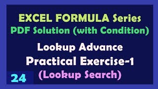 Lookup Advance Search Formula  Practice Exercise 1  Excel Formula PDF Solution series  Part 24 [upl. by Courtney]