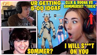 CLIX amp BUGHA Vs SOMMERSET amp Her NEW Duo GETS Toxic In 2v2 Zone Wars Wager Fortnite Funny Moments [upl. by Felske]