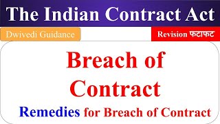 Breach of Contract Remedies for breach of contract Indian Contract Act [upl. by Ier71]