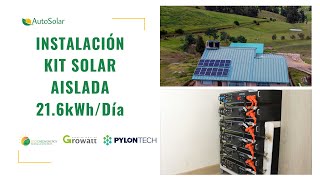 Instalación Kit Solar vivienda aislada 216kWhDía  EcoGreen  Growatt  PylonTech [upl. by Jorgan]