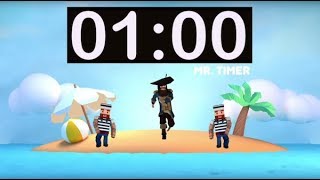 1 Minute Timer with Music for Kids Countdown Timer 1 Minute with Alarm for Children Pirates Class [upl. by Thebault657]