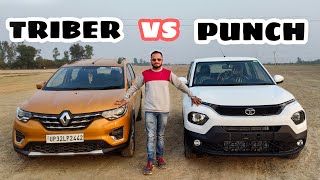 Tata Punch Vs Renault Triber  FIRST ON YOUTUBE  Shivansh Sharma  vlog34 [upl. by Ihsakat]