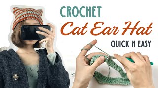 Cat Ear Beanie Sack Hat Crochet Indepth Tutorial for Beginners  Quick amp Easy Project [upl. by Nolita]