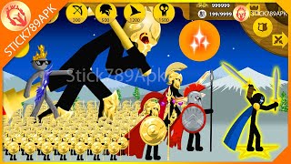 GOLDEN FINAL BOSS GIANT CONTROLS ARMY GOLDEN SPEARTON XIPHOS  Stick War Legacy Mod  Stick789Apk [upl. by Yrevi]