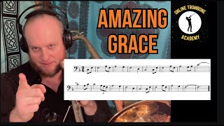 AMAZING GRACE  Bass Trombone Playalong  High and low version [upl. by Adnar]