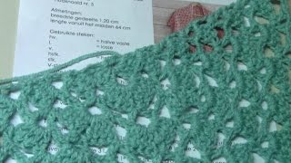 Haken  tutorial 174 leer patroon lezen met de zomerse omslagdoek [upl. by Aramac]