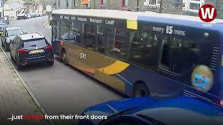 Homeowners terrified by buses driving inches from their front doors [upl. by Adnawyt443]