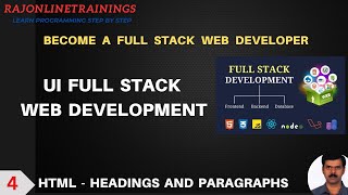 Day 4  UI Full Stack  Full Stack Web Development  HTML Headings and Paragraphs [upl. by Eiramit]