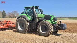 DEUTZ FAHR 9340 TTV Tractor Working on Spring Tillage [upl. by Ahsilak]