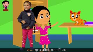 Myau Myau Biralo  म्याउ म्याउ बिरालो   Nepali rhyme from 2 years old Prapti [upl. by Newsom]