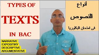 TYPES OF BAC TEXTS IN ENGLISH أنواع النصوص في الأنجليزية [upl. by Stratton615]