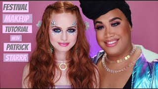 Festival Makeup Tutorial with PATRICK STARRR  Madelaine Petsch [upl. by Ahsikat]