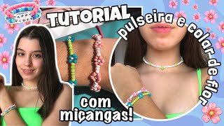 Tutorial de pulseira de flores  com miçangas🌸 [upl. by Ddarb]