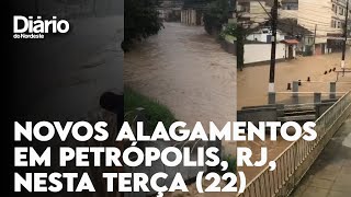 Petrópolis registra novos alagamentos e Defesa Civil aciona sirenes com alerta [upl. by Adianez]