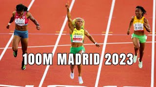 ShellyAnn Fraser Pryce 100m Clash at the Madrid Athletics Meeting 2023 [upl. by Gesner]