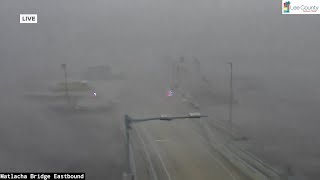 Hurricane Milton Tornado sweeps over bridge during meteorologists live report [upl. by Kenlay]