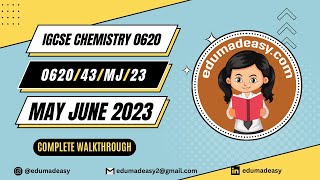 062043MJ23  Paper 43 Extended  Structured  May June 2023  IGCSE Chemistry  edumadeasy [upl. by Emyaj]