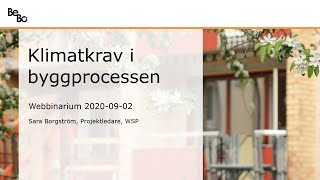 Klimatkrav i byggprocessen [upl. by Nylaj]