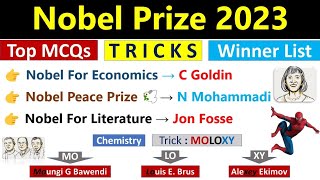 Nobel Prize 2023 Current Affairs  Nobel Prize 2023 Winners List  2023 Nobel Prize Winners [upl. by Mari]