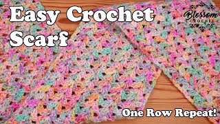 Crochet An Easy Scarf for beginners too🧣 One row repeat  Double V Stitch [upl. by Netsirt48]