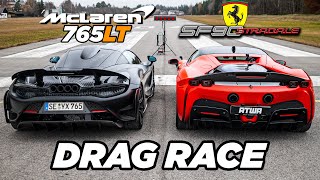 Ferrari SF90 vs McLaren 765LT  DRAG RACE  Daniel Abt [upl. by Ener685]