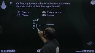 On heating aqueous solution of benzene diazonium chloride which of the following is formed [upl. by Aihsekal]