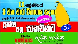 Grade 11 Maths  11 වසරෙ 3වන වාර විභාගයට 80ට වැඩියෙන් ගමු  1  3rd Term Test Paper discussion  01 [upl. by Malin]