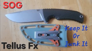 SOG Tellus FX Tabletop Open And Review  Nice Budget Fixed Blade [upl. by Sordnaxela983]