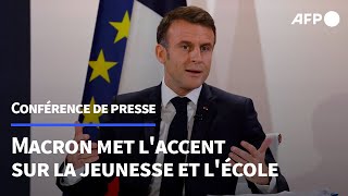 Macron met laccent sur la jeunesse et lécole lors de sa conférence de presse  AFP [upl. by Nayek]