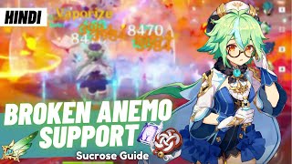 Hindi BEST ANEMO SUPPORT Best Build Sucrose  All Artifacts Weapons amp Showcase  Genshin Impact [upl. by Yanej]