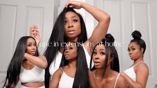 56 Amazon tape ins are giving LUXURY  Sunny Hair  HOW TO trim ends amp apply to natural hair [upl. by Suoirred]