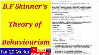 Behaviorism theory of BF Skinner [upl. by Ahtabbat]