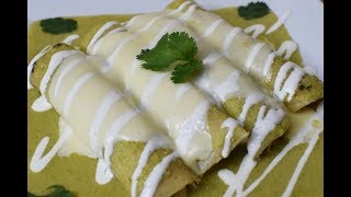 Green Enchiladas with Cream Cheese and Avocado Sauce [upl. by Eleanor]