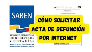 Cómo solicitar Acta de Defunción por Internet venezuela online saren [upl. by Assirrec849]