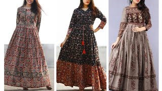 Maxi Dresses  Printed Cotton Maxi Gown Design  Gown Dress Design  Latest Cotton Long Dress Design [upl. by Ulric]