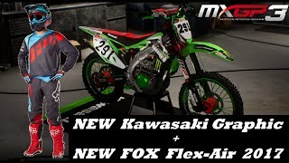 MXGP 3  New Kawasaki Graphics  New FOX Flexair 2017 [upl. by Eeralih692]