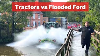 ⁴ᴷ Rufford Ford  Tractors vs Flooded Ford  Tractor Compilation  15 [upl. by Anaoj311]