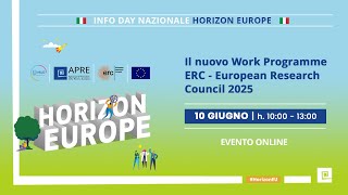 Info day nazionale Horizon Europe  ERC Work Programme 2025 [upl. by Haon]