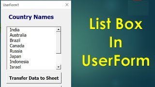 Listbox in Excel VBA  Userform Listbox Example [upl. by Enelyahs]