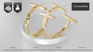 Tiffany T Hoop Earrings  Full workflow Blender 40 jewelry design [upl. by Aihsekal673]