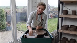 Pottery  Throwing on the Potters Wheel The Basics  Coning  How to Cone up Clay [upl. by Leahcimnaes]