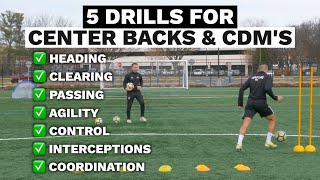 5 Drills For Center Defenders And CDMs Soccer training for defenders and midfielders [upl. by Nileuqaj517]