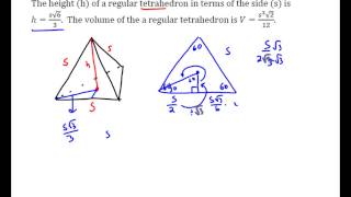 Height and Volume of a Regular Tetrahedron [upl. by Macknair114]