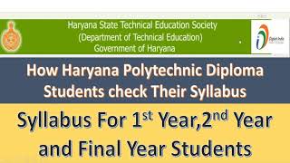 Syllabus of Haryana Polytechnic diploma for All Branches Students HSBTE Session 20202021 [upl. by Atenaz506]